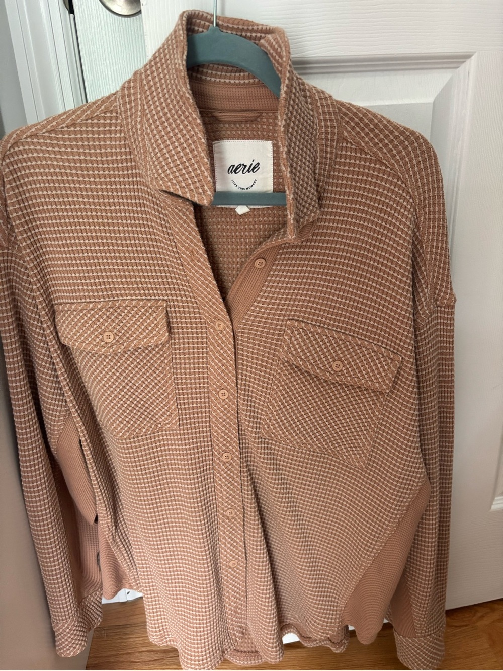 aerie Waffle-Knit Crew Sweater - Light Brown
